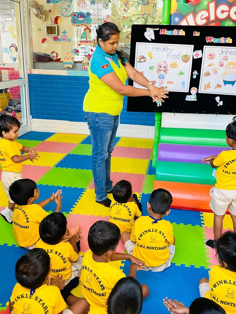 Twinkle Stars AMI Montessori Panadura, Montessori Sri Lanka, Nursery Pre school Panadura Sri Lanka, Health learning Day in Montessori, nursery and Kindergarten activities, A.M.I. montessori in sri lanka, Early Learning and child care centre